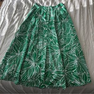 Tabitha Brown - Tropical Green Floral A-Line Skirt